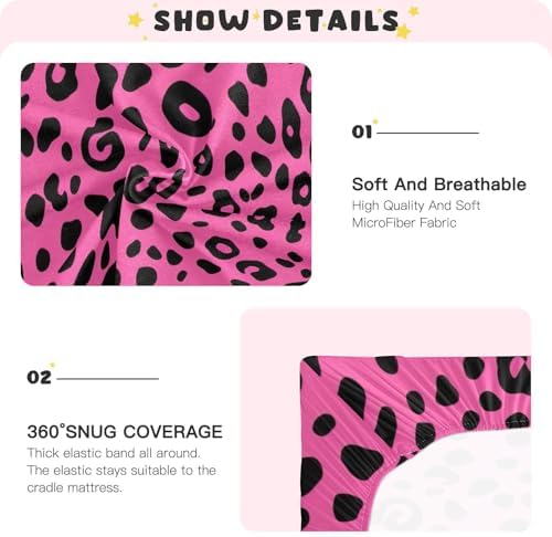 Jihqo Leopard Print Rose Crib Sheets for Boys Girls