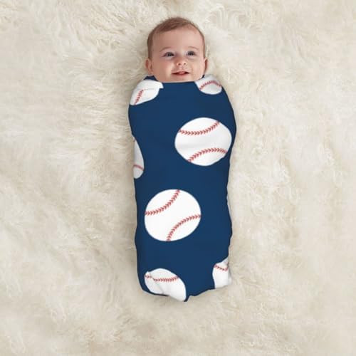 Broiteid Baseball Blue Newborn Swaddle Blanket