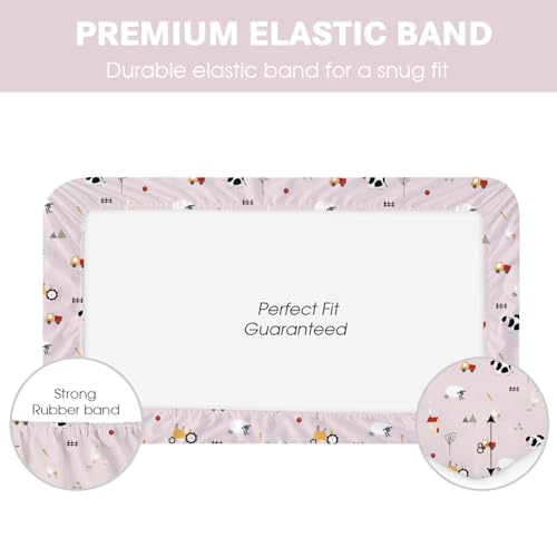 Plushii 4 Pack Fitted Crib Sheets with Pink Sheep Design
