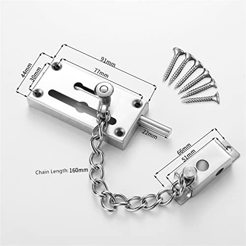 SHAUNI Door Slide Bolt Latch with Theft Chain 1Pcs