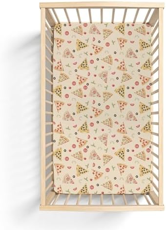 Watercolor Pizza Baby Crib Sheets 52x28 Inch