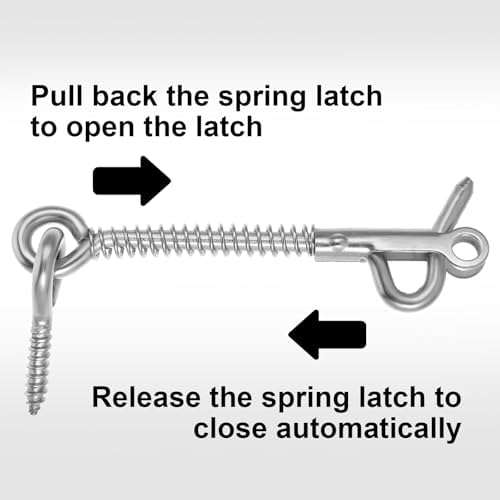 4PCS Stainless Steel Spring Hook and Eye Latch for Doors