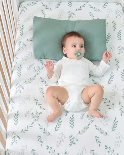 JELLYMONI Soft Muslin Crib Sheets 2 Pack