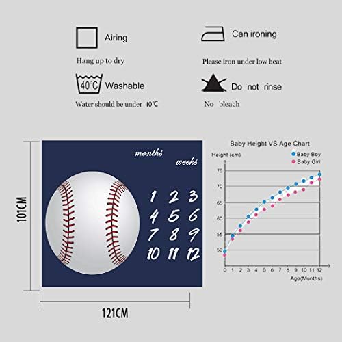F-FUN SOUL Baseball Theme Growth Tracker Blanket 48x40in