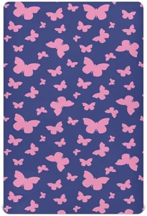 Gbjiemia Navy Butterfly Crib Sheets for Baby Boys Girls
