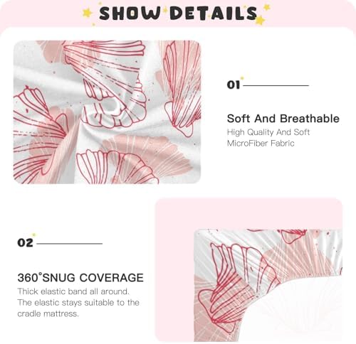 Kigai Coral Seashell Crib Sheets 28x52x9 Inches