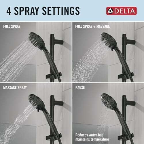 Delta Matte Black Handheld Shower with Hose and 4 Spray Options