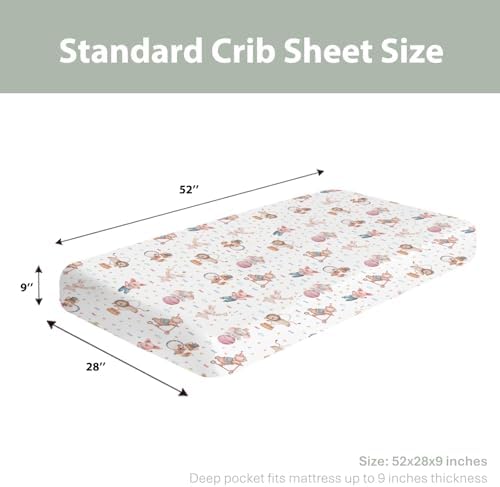 Watercolor Circus Animals Crib Sheets 52x28