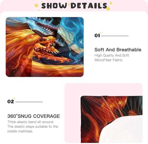 3D Printing Dragon Crib Sheets for Boys Girls 52x28 inch
