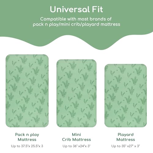 Yukkidds Pack and Play Sheets 2 Pack Green Elephant