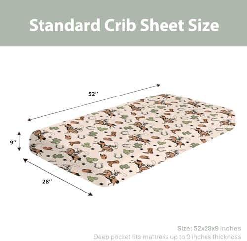 Retro Western Cowboy Crib Sheets 52x28 Inch