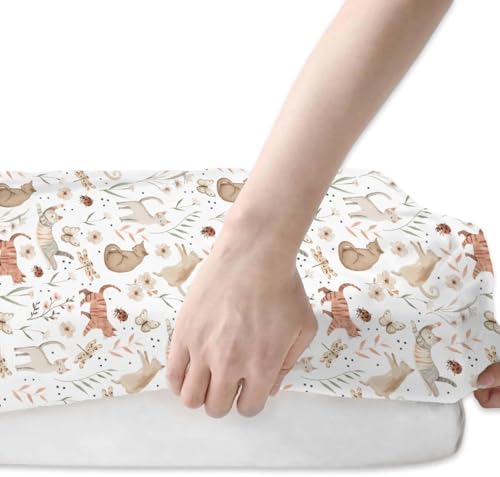 Cute Cat Boho Floral Crib Sheets 28x52 Inches 2 Pack