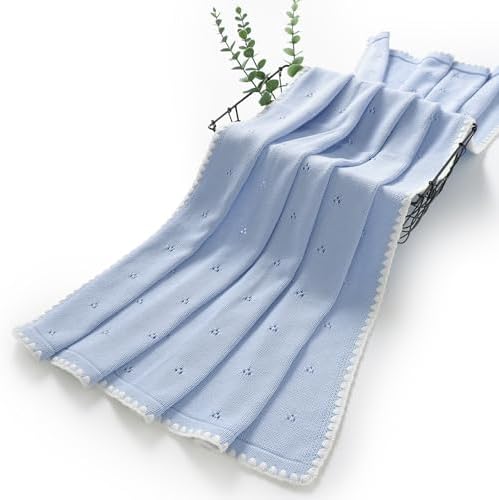 Wugugu Baby Blanket Swaddling 30x40 Inch Cotton Knit