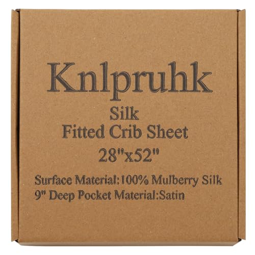 Knlpruhk Pure Mulberry Silk Crib Sheet 28x52 9 Deep Pocket Lt Blue