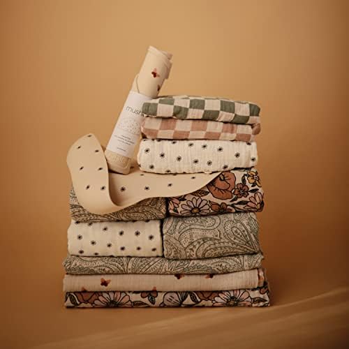 Mushie Extra Soft Muslin Fitted Crib Sheet Green Paisley