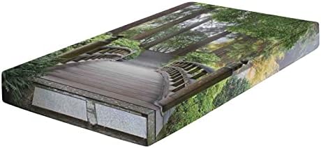 XISUNYA Decorative Crib Sheet Set 28x52x8 Japanese Garden Print