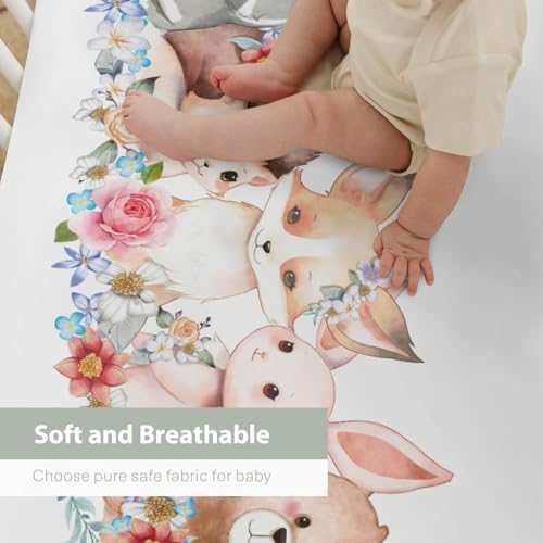 Cute Spring Animals Crib Sheets 52x28 Universal Fit