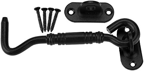 DEIHGE Hook and Eye Gate Bolt with Black Coating 201 Stainless Steel