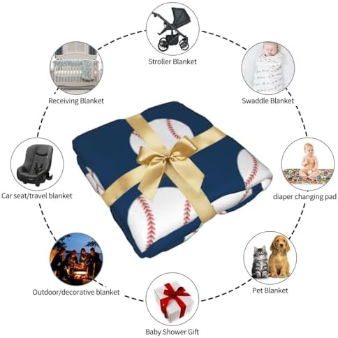 Broiteid Baseball Blue Newborn Swaddle Blanket