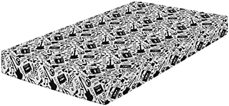 XISUNYA Music Print Crib Sheet Set 28x52x8 Black White