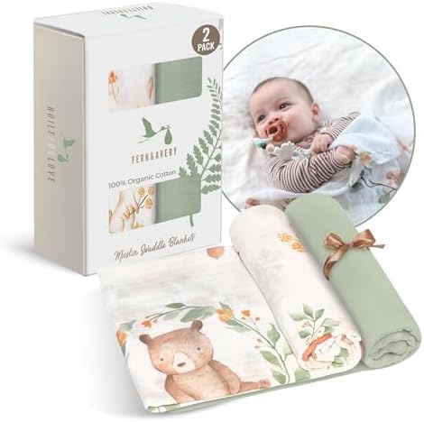 Fern Avery Organic Swaddle Blanket - Woodland Theme for Baby