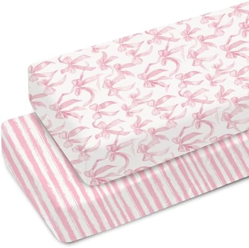Pink Valentines Bows Crib Sheets 2 Pack
