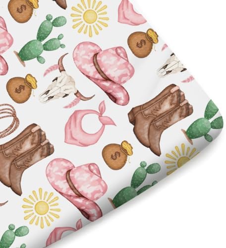 Pink Cowgirl Baby Crib Sheet 52x28 Soft Breathable