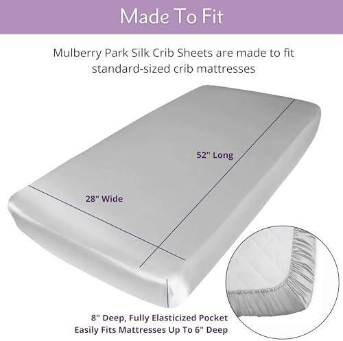 Mulberry Park Fitted Silk Crib Sheet - 19 Momme Pure Silk for Baby