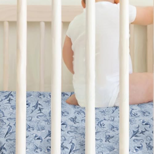Retro Sea Animals Crib Sheet 52x28x9 Fitted