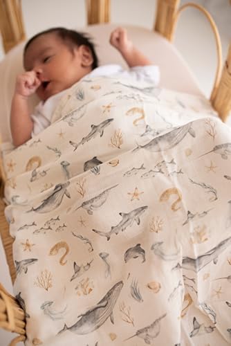 Papaya Kids Muslin Swaddle Blanket 2-Pack - Bamboo Viscose Cotton Soft and Breathable
