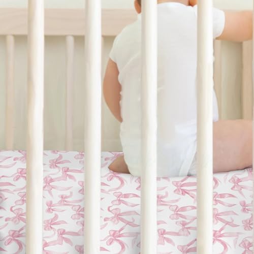 Pink Valentines Bows Crib Sheets 2 Pack