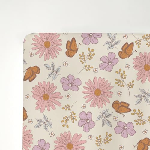 Vintage Wildflowers Butterflies Crib Sheets 28x52 Inch