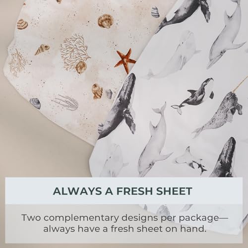 Pobibaby 2 Pack Pack N Play Sheets with Ocean Pattern