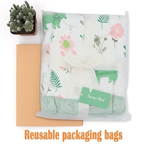 Floral Bear Muslin Swaddle Blanket 43X45 for Baby Boys Girls Toddlers