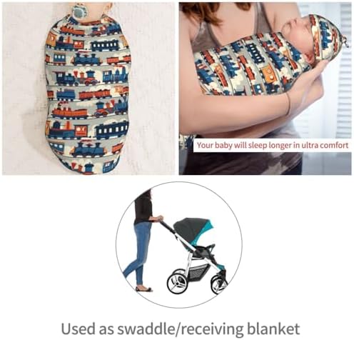 Muishi Funny Cartoon Steam Train Baby Swaddle Blanket Set