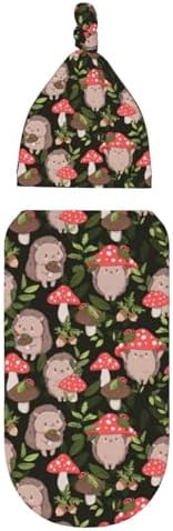 Muishi Cute Baby Hedgehog Swaddle Blanket and Hat Set 1