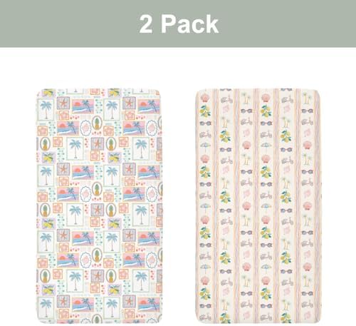 Bright Summer Beach Girly Crib Sheets 2 Pack 1