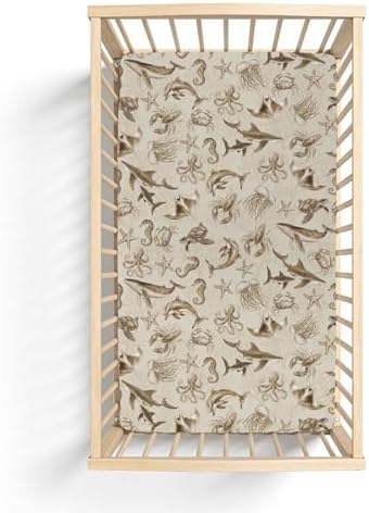Retro Sea Animals Crib Sheets for Baby