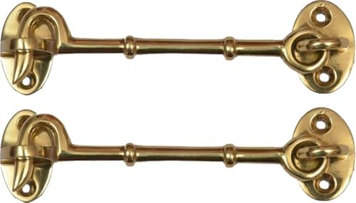 A29 Set of 2 Iron Cabin Hooks with Latch 4 34 Inches Long