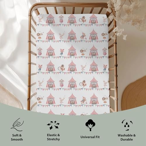 ZoUbqchY Watercolor Circus Animals Crib Sheets