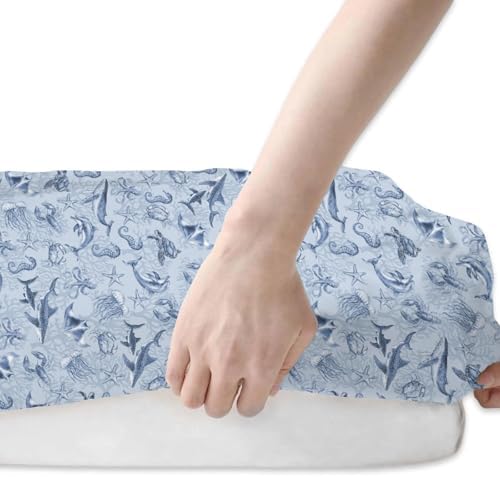 Retro Sea Animals Crib Sheet 52x28x9 Fitted