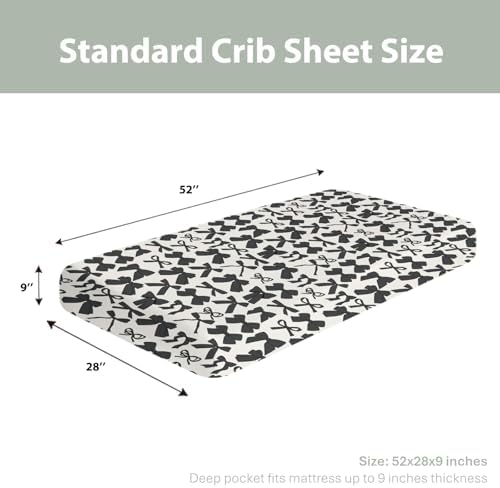 Black Bows Crib Sheets - 52x28 Soft Stretchy Fitted Mattress Cover