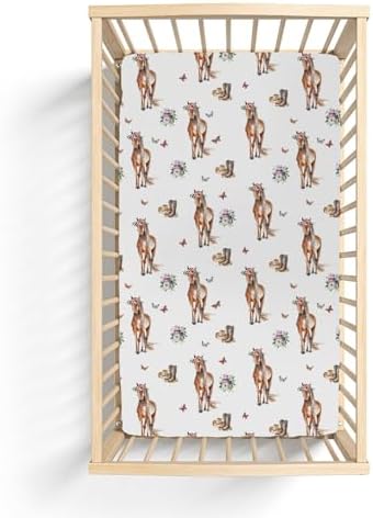 Floral Cowgirl Baby Crib Sheets 52x28 Inch