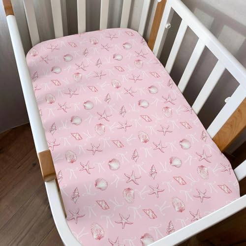 Pink Summer Conches Bows Sea Baby Crib Sheets 2 Pack
