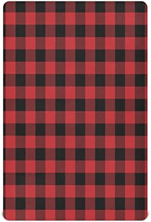 WELLDAY Red Buffalo Plaid Crib Sheets for Boys Girls