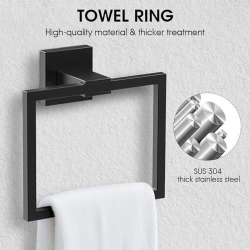 BOZWELL 5-Piece Matte Black Bathroom Hardware Set