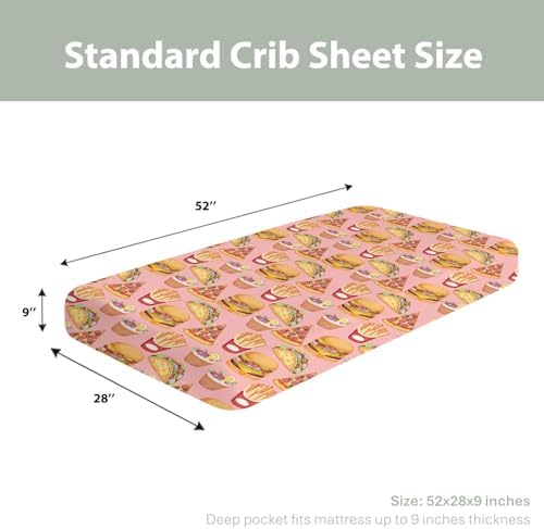 Fun Burger Pizza Crib Sheet 52x28 Fitted Set
