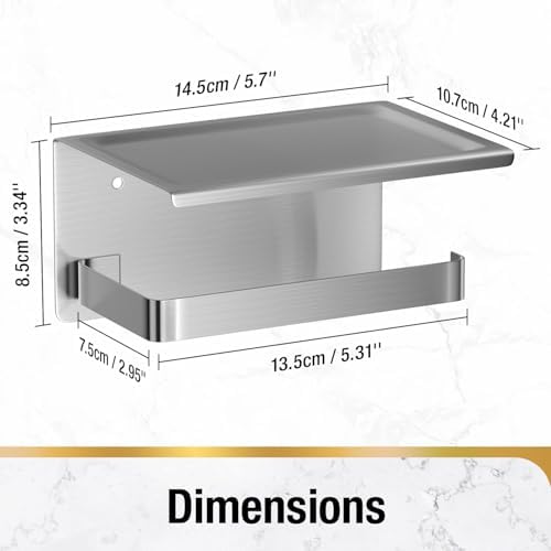 HITSLAM Brushed Nickel Toilet Paper Holder with Phone Shelf