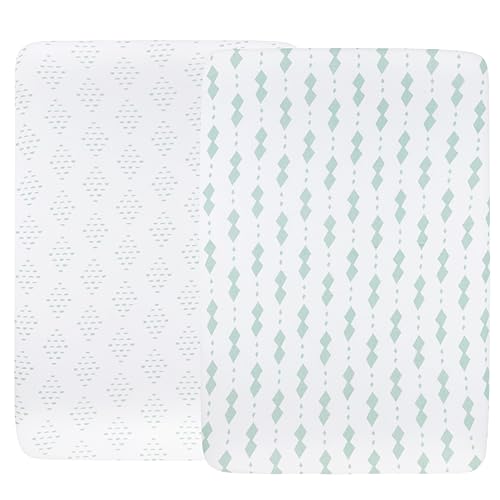 Elys Co Crib Sheet Set 2 Pack Grey Sage Diamond