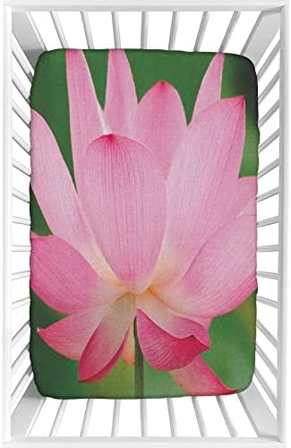 Pink Fern Green Microfiber Crib Sheet Set
